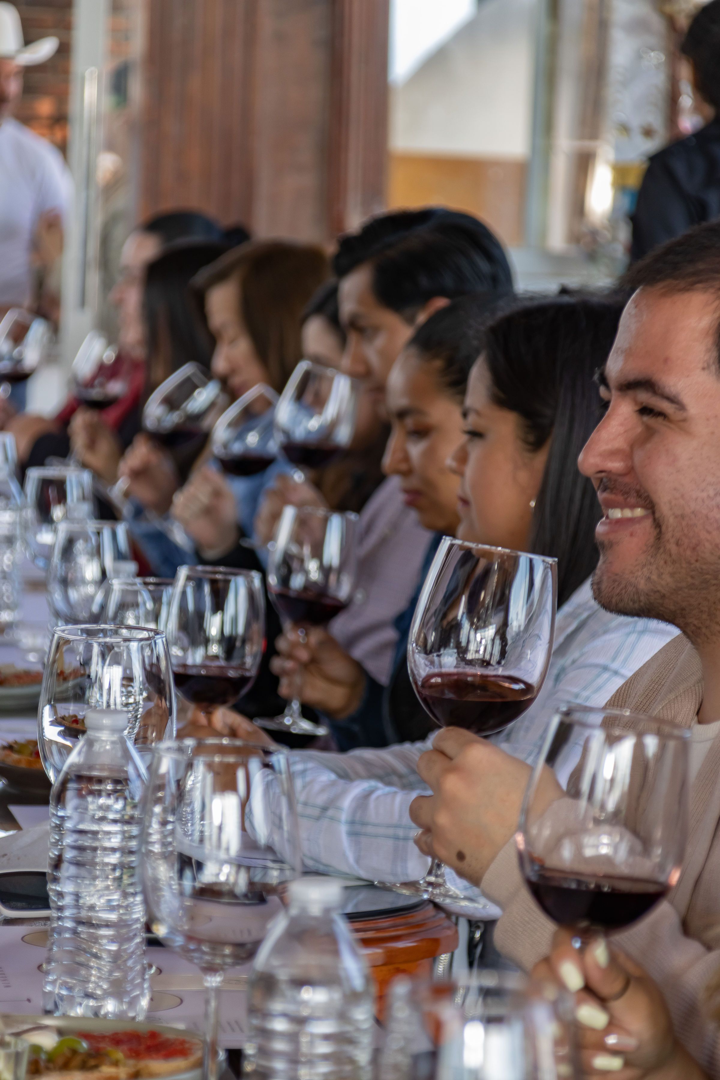 A group taking part in a tasting experience